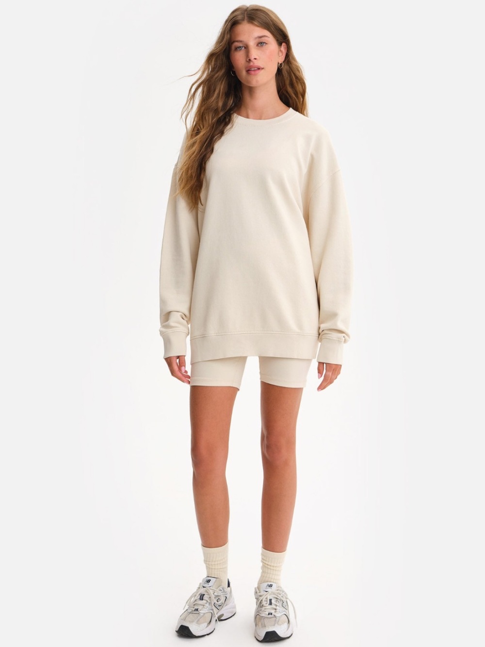 NWT MATE Organic Fleece Oversized Sweatshirt in Bone M/L